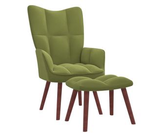 Sedežna garnitura za sprostitev s taburejem, svetlo zelena, žamet