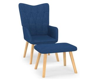 Sedežna garnitura za sprostitev s taburejem, modra, tekstil