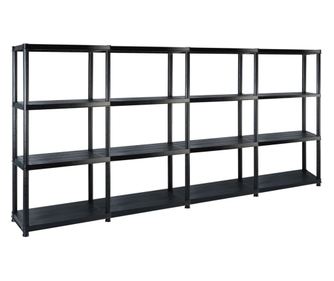 Ραφιέρα Αποθήκευσης 4 Επιπέδων Μαύρη 244x30,5x130 εκ. Πλαστική