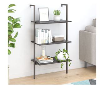 3 szintes ferde polc, fekete, 64x35x120,5 cm