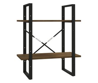 2-szintes barna tölgyszínű szerelt fa könyvszekrény 60x30x70 cm