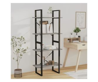 4 szintes Sonoma szürke kompozit fa könyvespolc 60x30x140 cm