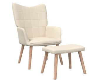 Sedežna garnitura za sprostitev s taburejem, kremna, tekstil