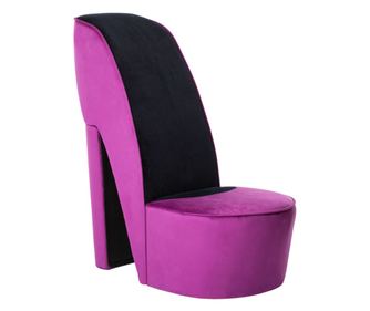 Stolica u obliku cipele s potpeticom, ljubičasta, baršunasta