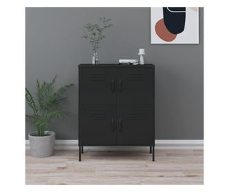 Ντουλάπι Αποθήκευσης, Μαύρο, 80x35x101.5 εκ., Ατσάλι