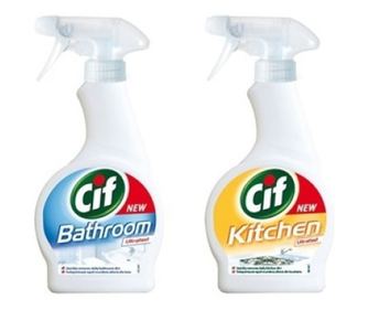 Pachet Spray de curatat pentru baie CIF, 500 ml + Spray de curatat pentru bucatarie CIF, 500 ml