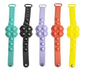 Антистрес сензорна играчка, детска гривна, Pop It Now и Flip It, 25,5 см, различни цветове
