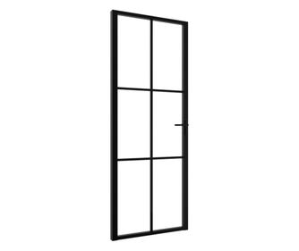 Ușă de interior, negru, 76x201,5 cm, sticlă ESG și aluminiu
