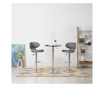 Bar stolčki, 2 kosi, sivi, ekološka usnja