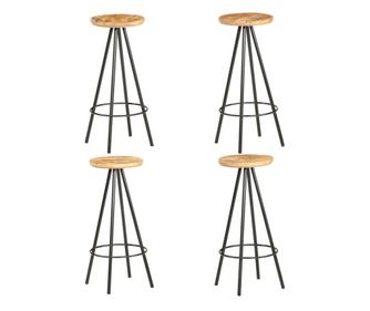 Taburete de bar, 4 buc., lemn de mango nefinisat