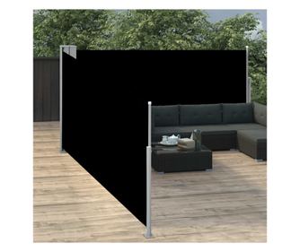 Πτυσσόμενο πλαϊνό σκίαστρο, μαύρο, 100 x 1000 εκ.