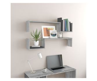 Falik sarokpolc 2 db sonoma szürke 100x15x20 cm feldolgozott fa