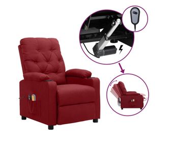 Fotelj za masažu električni, vino crveni, tekstil
