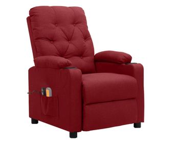 Polohovací masážní křeslo s elektrickým polohováním, vínově červené, textil