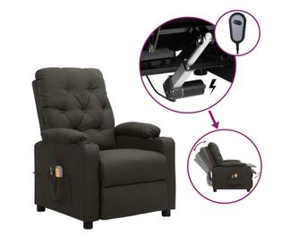 Masážní křeslo elektrické sklápěcí, šedé taupe, textilní materiál