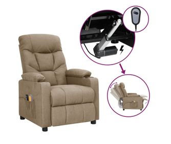 Masážní křeslo s elektrickým sklápěním, šedá taupe, textilní materiál