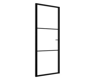 Ușă de interior, negru, 76x201,5 cm, sticlă ESG și aluminiu