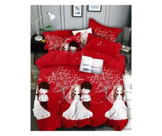 Kétoldalú szaténozott finett ágynemű Készlet, 6 rész, kétszemélyes ágy, FNJ-157