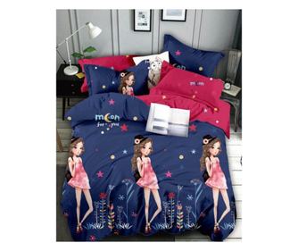 Kétoldalú szaténozott finett ágynemű Készlet, 6 rész, kétszemélyes ágy, FNJ-155