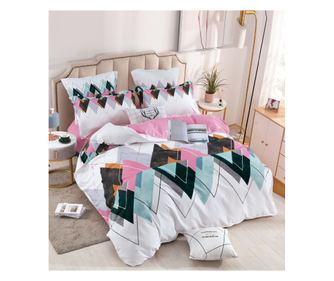 Finom ágynemű 2 lánnyal, 6 részes, franciaágy, geometrikus formák, FNJ-295