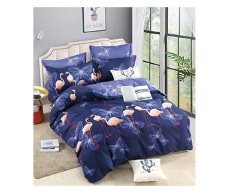 Finom ágynemű 2 lánynak, 6 részes, franciaágy, flamingó és pillangók, FNJ-299