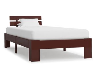 Ágykeret, sötétbarna, 100 x 200 cm, tömör fenyőfa