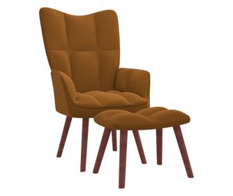 Naslanjač z oporo za noge, rjav, žameten