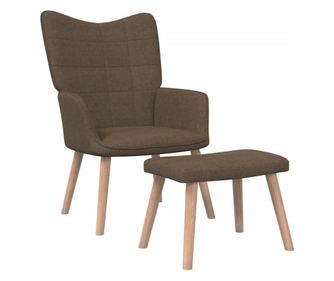 Sedežna garnitura za sprostitev s taburejem, rjava, tekstil