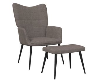 Sedežna garnitura za sprostitev s taburejem, siva taupe, tekstil