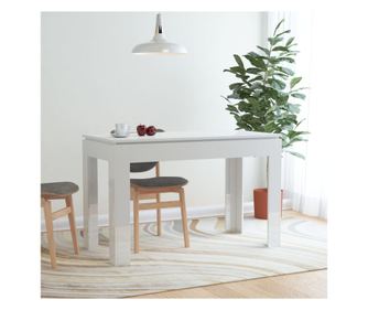 Τραπέζι Κουζίνας, Γυαλιστερό Λευκό, 120 x 60 x 76 εκ., Μοριοσανίδα