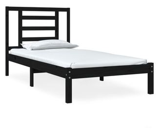 Okvir za krevet od masivnog drva crni 75 x 190 cm 2FT6 mali