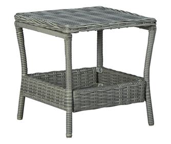 Vrtna mizica svetlo siva 45x45x46,5 poli ratan
