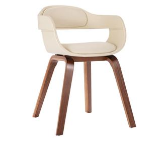 Jedilni stol bel ukrivljen les in umetno usnje