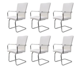 Konzolové jídelní židle 6 ks bílé umělá kůže