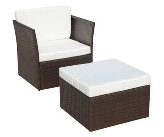 barna kerti polyrattan szék zsámollyal
