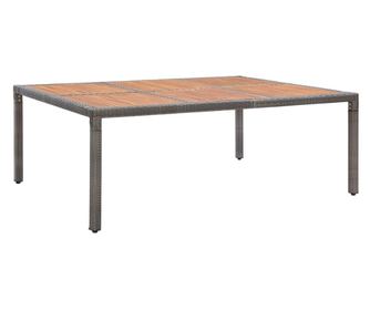 Masă de grădină, gri, 200x150x74 cm, poliratan și lemn acacia