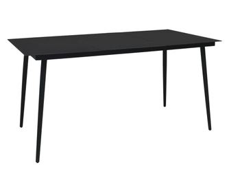 Masă de grădină, negru, 150 x 80 x 74 cm, oțel și sticlă