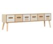 TV komoda sa 6 ladica, 130 x 30 x 40 cm, masivno borovo drvo