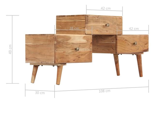 TV komoda, 108 x 30 x 49 cm, masivno drvo akacije