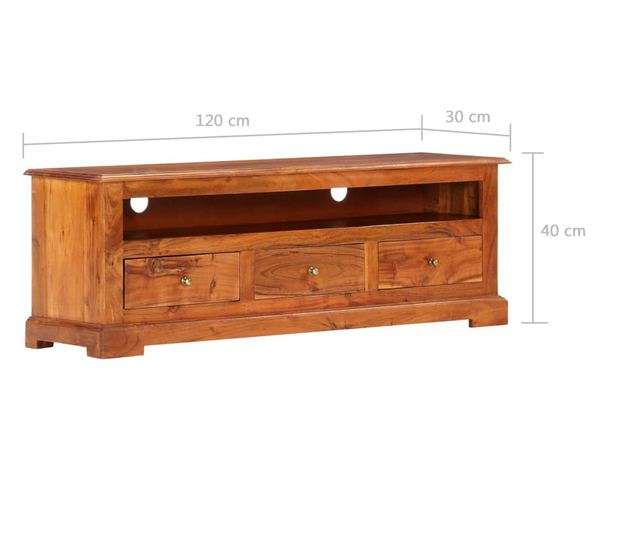 TV komoda, 120 x 30 x 40 cm, masivno drvo akacije