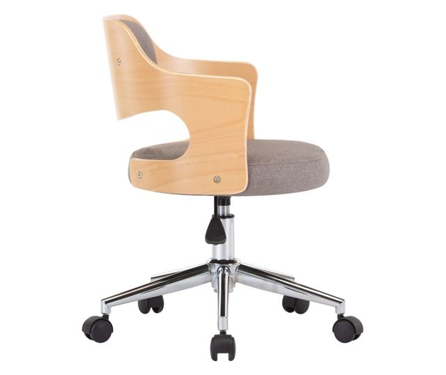 Vrtljiv jedilni stol, taupe siva, upognjen les/tkanina