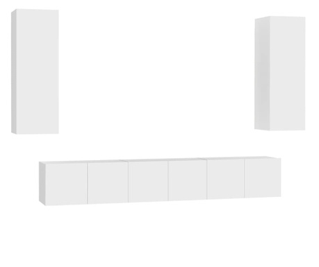 Комплект ТВ шкафове от 5 части, бял, ПДЧ