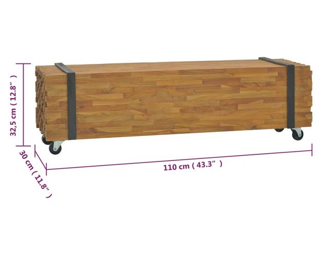 TV stalak 110 x 30 x 32,5 cm od masivne tikovine