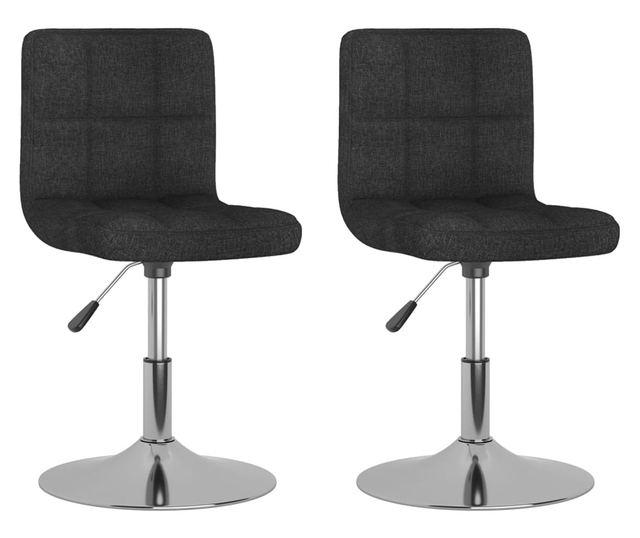 Zakretne kuhinjske stolice, 2 kom., crne, tekstil