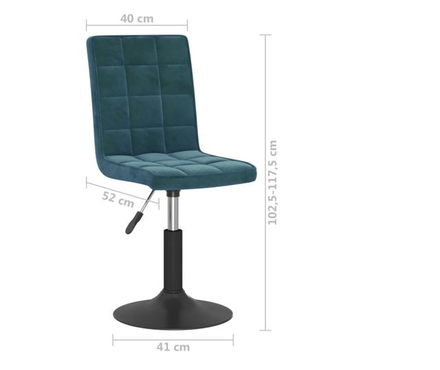 Zakretne kuhinjske stolice, 2 kom., plave, baršun