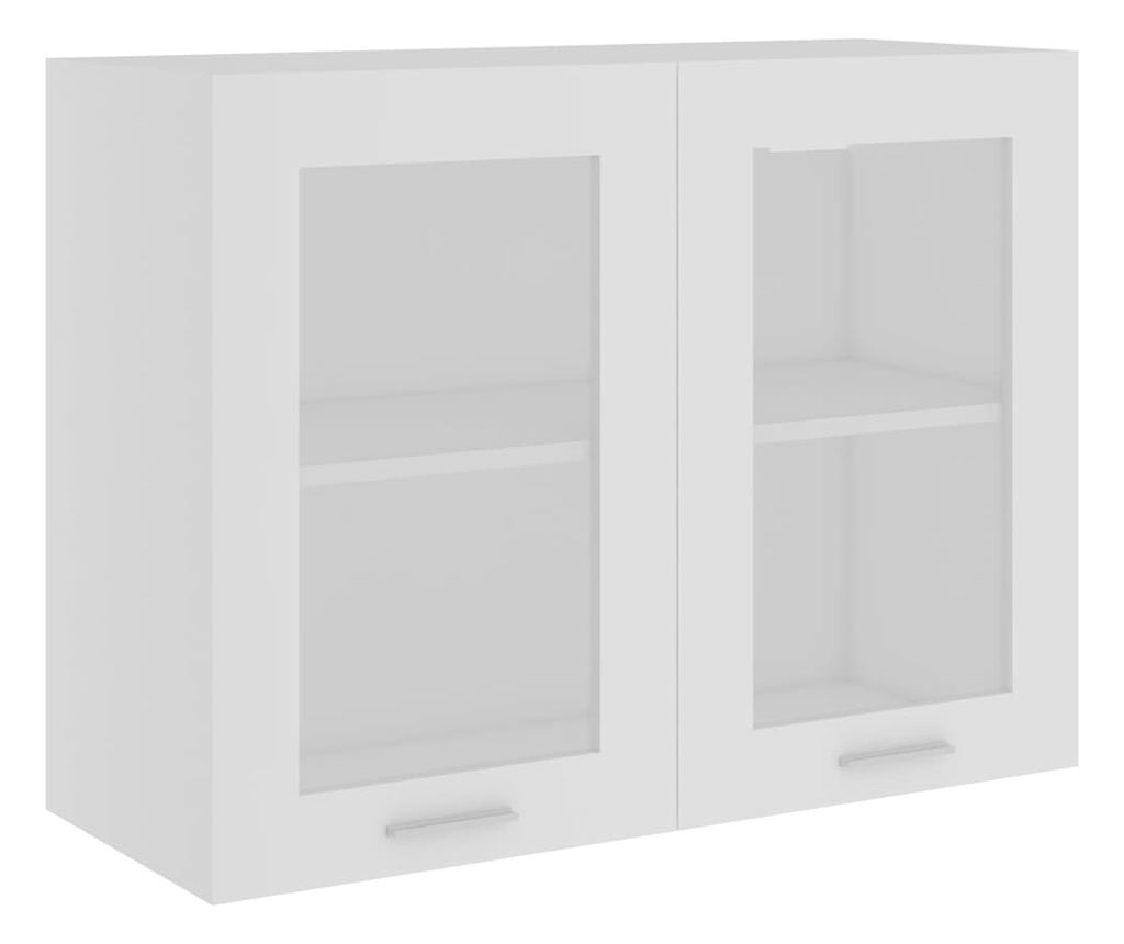 Viseći stakleni ormarić bijeli 80x31x60 cm konstruirano drvo - 3