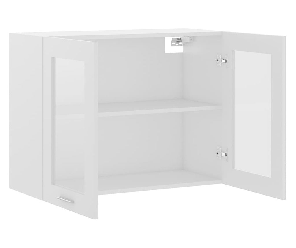 Viseći stakleni ormarić bijeli 80x31x60 cm konstruirano drvo - 15
