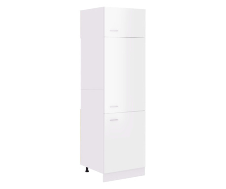 Шкаф за хладилник, бял гланц, 60x57x207 см, ПДЧ