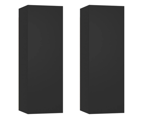 ТВ шкафове, 2 бр, черни, 30,5x30x90 см, ПДЧ