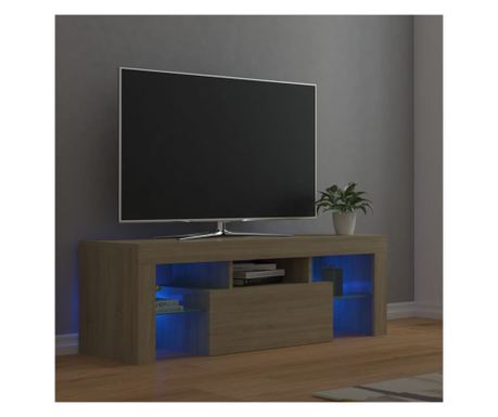 TV komoda s LED osvětlením, sonomanský dub, 120x35x40 cm